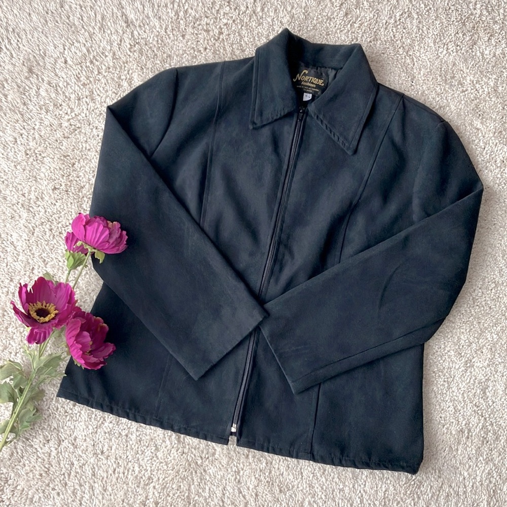 Nortique Fashions | Vintage Black Zip Up Blazer Jacket Made in Canada
